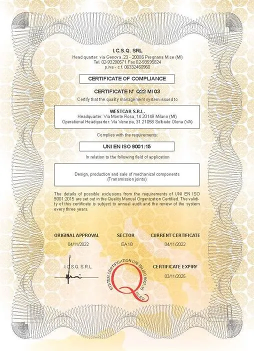 Certificate ISO 9001 